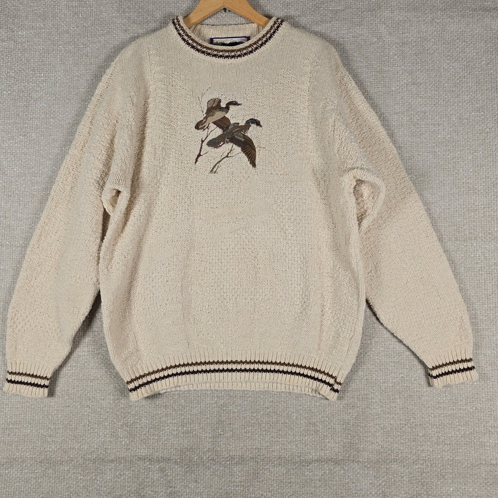 Vintage Shenandoah Duck Sweater Mens Tall L Embroidered Mallard Cotton USA 90s